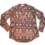 Charter Club  Button Up Pink Paisley‎ Size PP (Small) Long Sleeve Roll Tab Blouse Photo 2