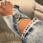 High end denim bejeweled dress with ruffled skirt Blue Size M Photo 9