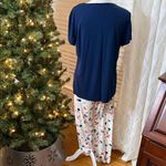Soma Cool Nights Pajama Set Navy Scoop Neck Top Abstract Print Pants Size Large Photo 5