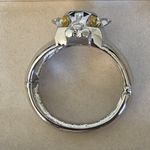 Vintage Statement Clamper Hinge Bracelet Silver CZ Panther Photo 4