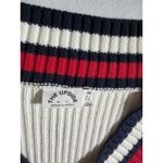 The Upside Cream White Red Blue Stripe V Neck Ribbed Sweater XS preppy college Photo 2