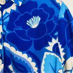 Farm Rio  linen blend blue and natural white cream colored short sleeve romper. S Photo 2