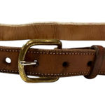 Vintage Needlepoint Leather Belt – Floral Bird Cottagecore Womens M Tan Photo 0