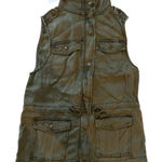 Max jeans Utility Vest XS Olive Green Sleeveless Zip Button 100% Tencel Photo 0