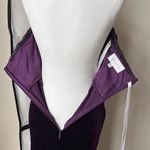 Azazie Larisa velvet strapless floor length dress Grape Size A6 4-6 Photo 3