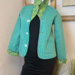 REVERSIBLE Green and Aqua Paisley Women's Quilted Jacket Small Photo 1