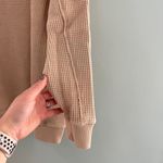 Aerie Waffle Weave Chicago Oversized Crewneck Sweatshirt Light Tan XL Photo 5