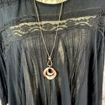 Gold Waterdrop Brushed Pendant on a Gold Rope Chain Photo 7