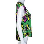 J Crew Blouse Womens 4 Green Purple Floral Printed Drapey Scoop Neck Colorful Photo 1