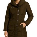 Max Mara Clasp Parka Jacket Winter Goose Down Puffer Mid Length Ruched Brown 8 Photo 0