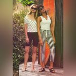 Lulus  Aptitude Black and White Striped Zip-Front Cropped Skinny Jeans Sz Small Photo 10