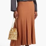 RONNY KOBO Laine Pleated Shimmer Knit Midi Maxi Skirt Size Small Orange Photo 5