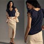 Anthropologie Maeve Polka Dot Short Ruffle Sleeve T XXS Photo 1