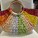 Vibrant Multicolor Woven Tote Bag Red Photo 0