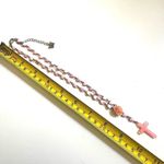 Pink heart flower cross rosary necklace Photo 5