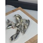 Vintage Rhinestone Eagle hawk Brooch With Red & Green Accents Silver Photo 7