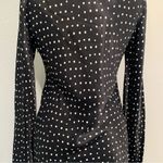 ZARA  New Women Black/White Long Sleeve Polka Dot Satin Dress Size Large Photo 15