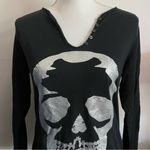 Zadig & Voltaire  • Black Silver Tunisian ML Skull Glitter Tee Shirt Photo 3