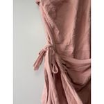 Free People At Leisure Midi Dress Wrap One Shoulder Linen Cotton Pink Sz Small Photo 3