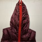 Eddie Bauer  Puffer Vest Women Sz M Purple Maroon Red Goose Down Fill EB550 Hood Photo 7
