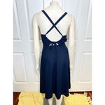Madewell Navy Cross-Back Midi Fit and Flare Dress Photo 4