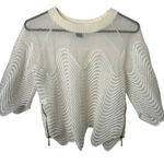 Gracia  Cropped White Mesh Wave Pattern Top NWOT Photo 0