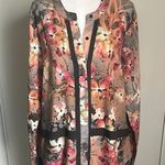 Tolani Collection of India Charming Floral Long Roll Up Sleeve Button Up Blouse Pink Photo 0