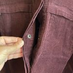 Eddie Bauer  Women's Burgundy Corduroy Hooded Shirt Jacket Size Small Snap Front Photo 3