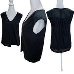 Banana Republic Black Linen Blend Sleeveless V-Neck Lace Detail Tank Top Size XS Photo 1