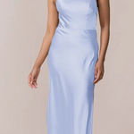 Revelry Veronica Satin Bridesmaid Dress Blue Size 8 Photo 0