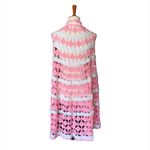 Handmade Vintage Crochet Cape Size Small Pink White Photo 2