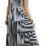 Show Me Your Mumu Vintage  Navy/White Striped Tired Maxi Flowy Dress Size XXL Photo 0
