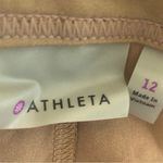 Athleta Wherever Skort Skirt Beige 12 Cinched Waist Pockets Stretch Knit Flare Photo 3