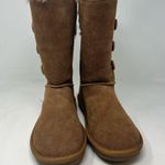 PIKA Teya Button Mid Boots shearling lined light chestnut size US 10 suede Brown Photo 1