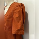 Free People  Adela Tunic Mini Dress Tie Front Puff Sleeve Brick Orange Small Photo 9