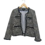J. Crew Lady Metallic Tweed Jacket Blazer Black Rainbow Multi Fringe Women’s 8 Photo 9