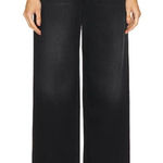 NWT MOTHER Women's The Spinner Zip Sneak Wide Leg Jeans In Magic Black Size 33 Photo 0