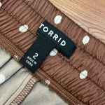 Torrid Midi Stretch Satin Hi-Low Ruffle Skirt Brown White Polka Dot Pockets New Photo 7