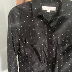 Loft Size XS Black With White Hearts Long Sleeve Shirt Photo 4
