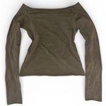 Brandy Melville Olive Green Bonnie Top Long Sleeve, Off Shoulder, Hip-Length Top Photo 0