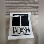 Tadashi Shoji Vintage  Champagne Taupe Silk Halter Maxi Gown with Shell Beaded 6 Photo 3