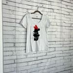 Disney  Minnie Mouse Silhouette Graphic Tee Women’s S White Red Bow 100% Cotton Photo 1
