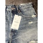 ZARA Blue Distressed High Rise Shorts Size 8 NWT Ripped Fray Destroy Photo 2