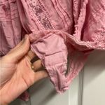 Free People  Intimately Eloise Pink Lace Pintuck Bodysuit Blouse Top Size Medium Photo 3