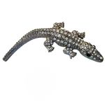 Silver Rhinestone Alligator Brooch Green eyes Photo 0