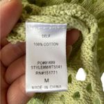 Le lis  crochet floral knit chartreuse open weave sweater 100%cotton top Sheer Photo 7