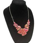 Artisan Vintage Sterling Silver Pink Magnesite Statement Collar Necklace Toggle Clasp Photo 0