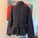 The Pyramid Collections Jean Denim Peplum Jacket with Black Lace M Medium EUC Blue Photo 3