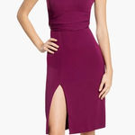 Dress the Population  Alessia Tie Waist Crepe fitted cocktail Dress dark magenta Photo 0