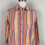 Anthropologie Pilcro Peach Multicolor Sparkle Stripe Long Sleeve Button down Shirt Size XS Photo 1